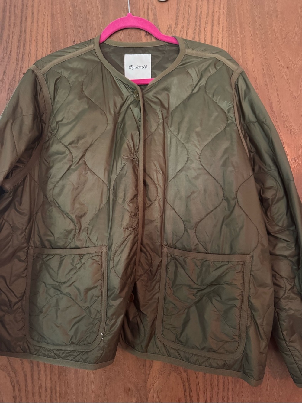 Madewell Olive Green Quilted Lightweight Jacket